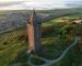 Aerial shot of the Scrabo Tower in Northern Ireland.